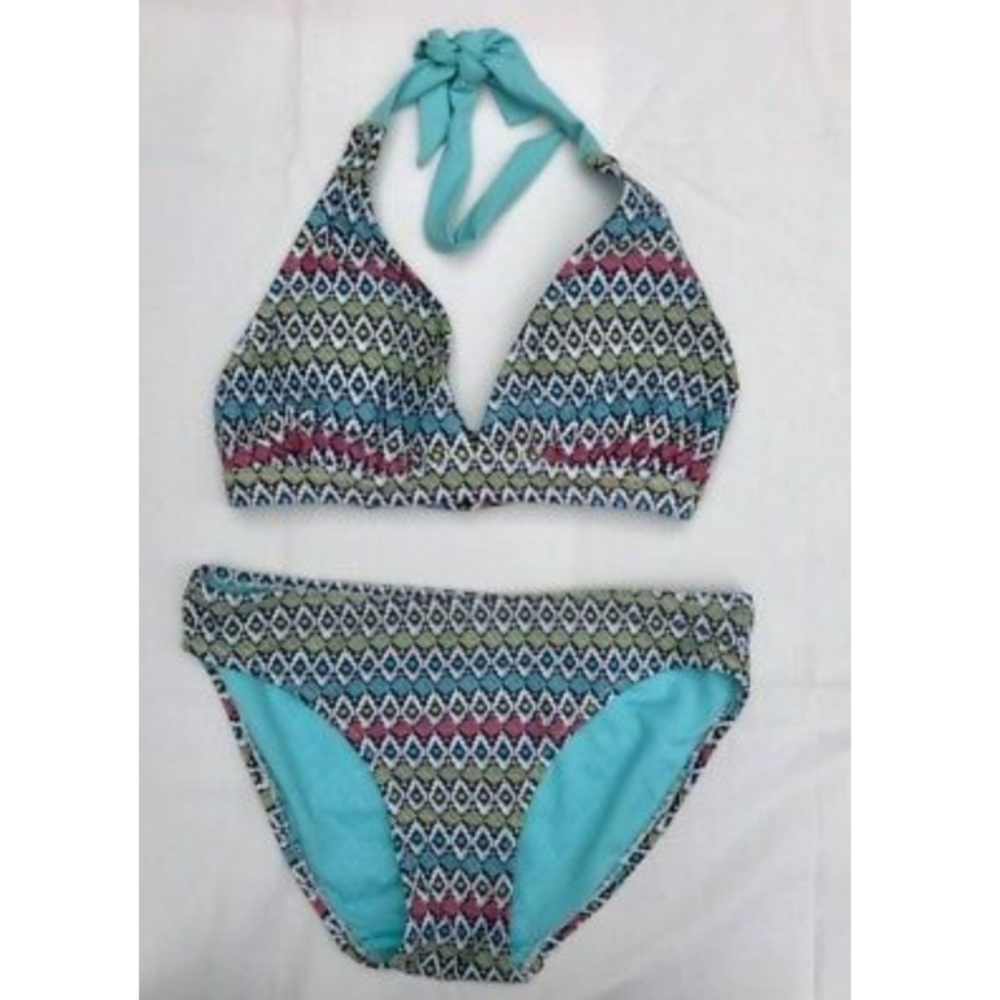 Blue Bikini Top with matching Bottoms & Skirt